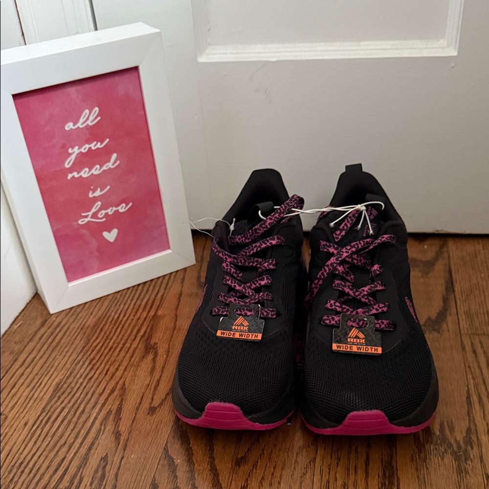 RBX WIDE WIDTH Black and Pink Sneakers